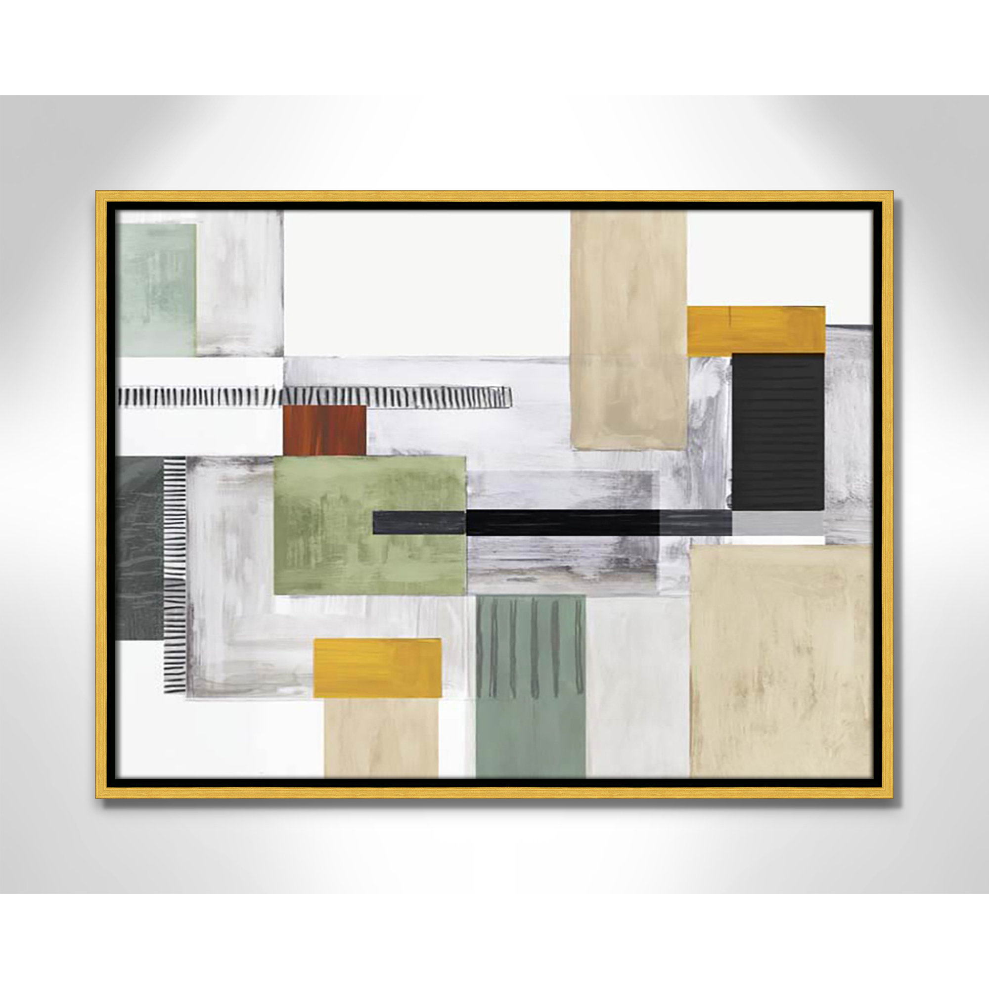 Playful Blocks by Tom Reeves, Gold Floater Framed, 19.5" H x 25.5" W x 2" D, No Mat