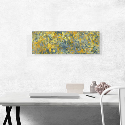 Jaune, jaune, orange, moderne, reproduction d'art sur toile panoramique