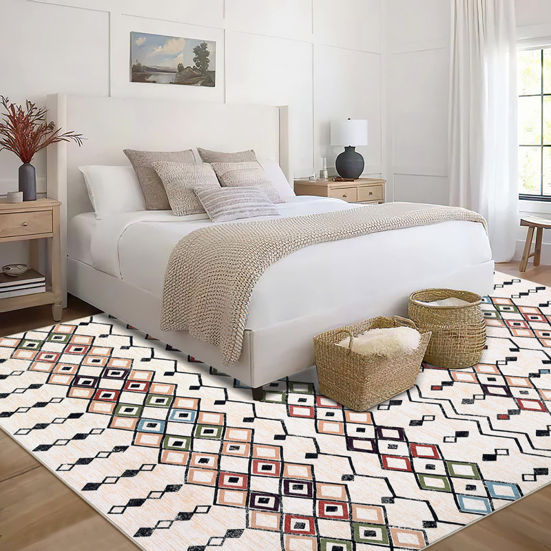 Tapis décoratif de style bohème Boho, Rectangulaire 3 pi x 5 pi