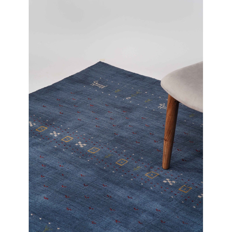 St Catherine Hand Knotted Loom Wool Eco-Friendly Area Rugs - Rectangle, Blue Color, Contemporary Modern Design, High Pile Thick Handmade Anti Skid Area Rugs for Living Room, Bed Room