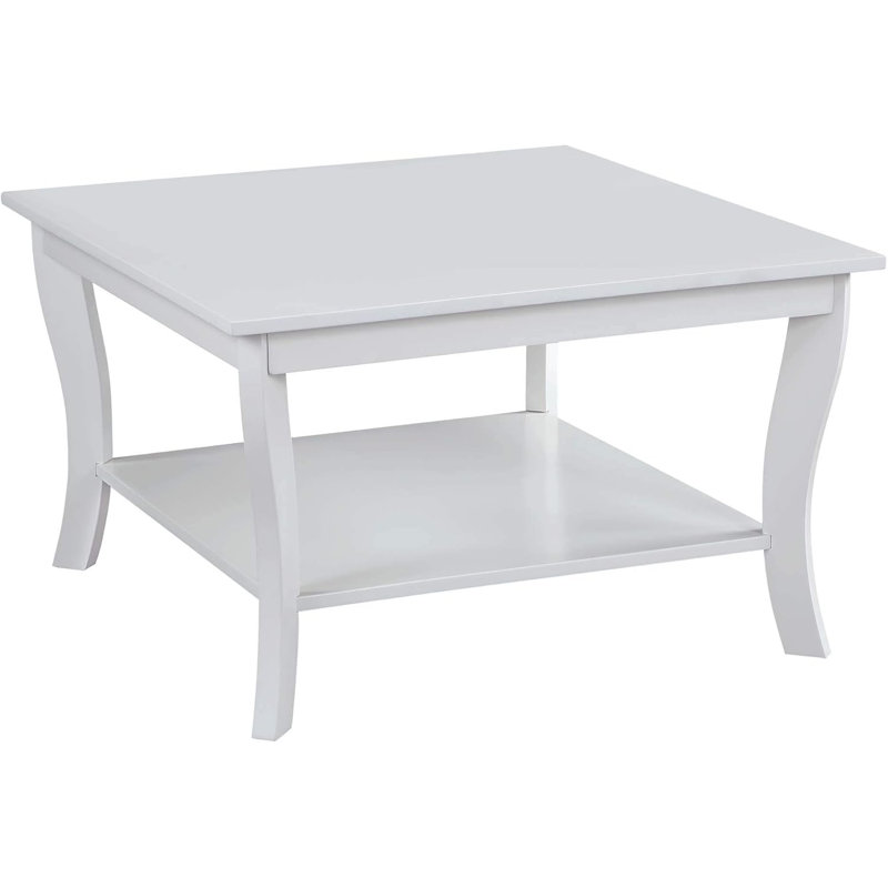 Table basse carrée blanche avec tablette