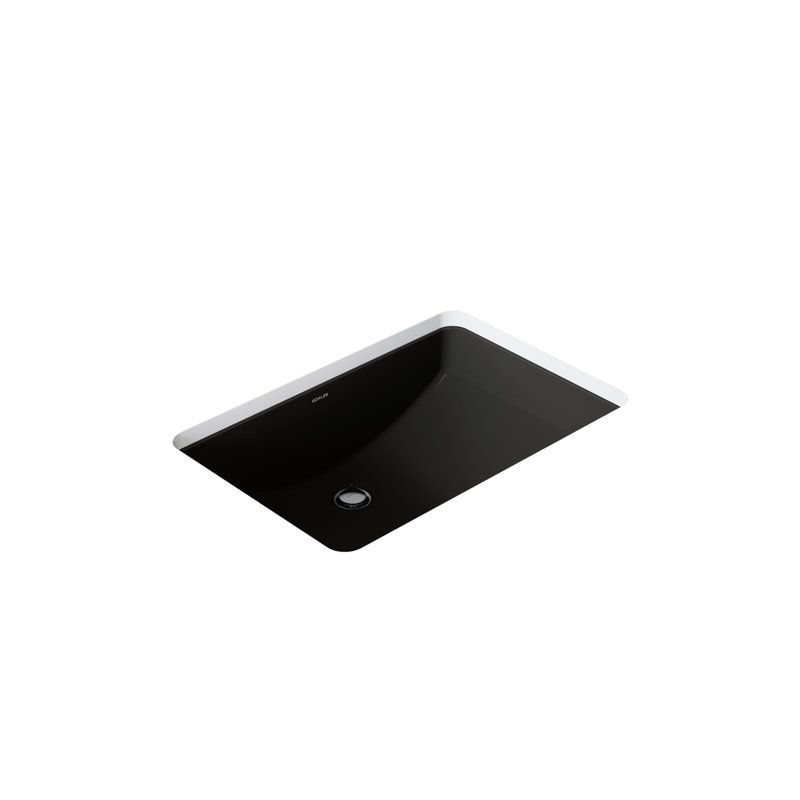 Ladena Vitreous China Rectangular Undermount Bathroom Sink with Overflow, Noir