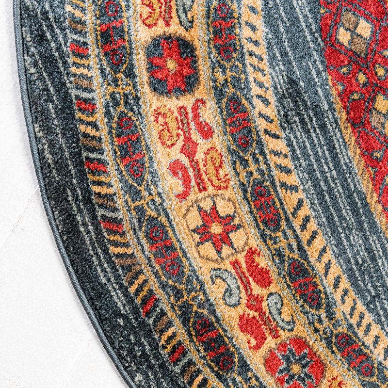 Jaeden Geometric Area Rug, Oval 8' x 10', Blue 