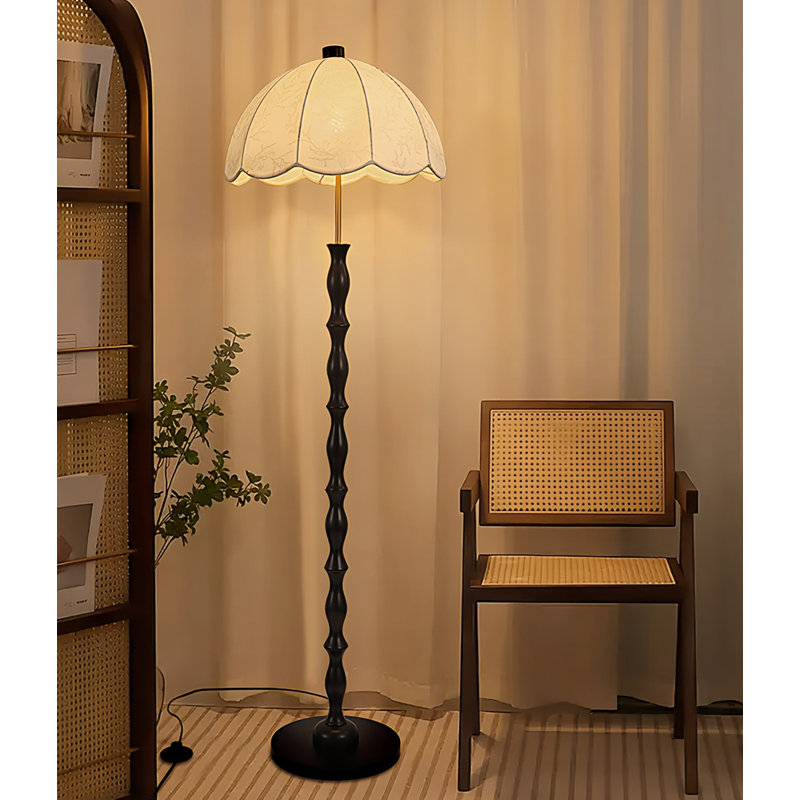 Minimalist Modern Fabric-and-Solid Wood Artistic Floor Lamp