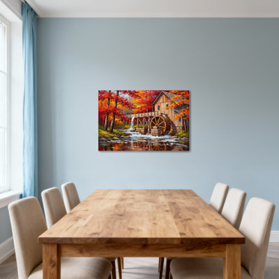 Paysage et nature, automne, cascade, arbres, reflet, rivière, maison en bois