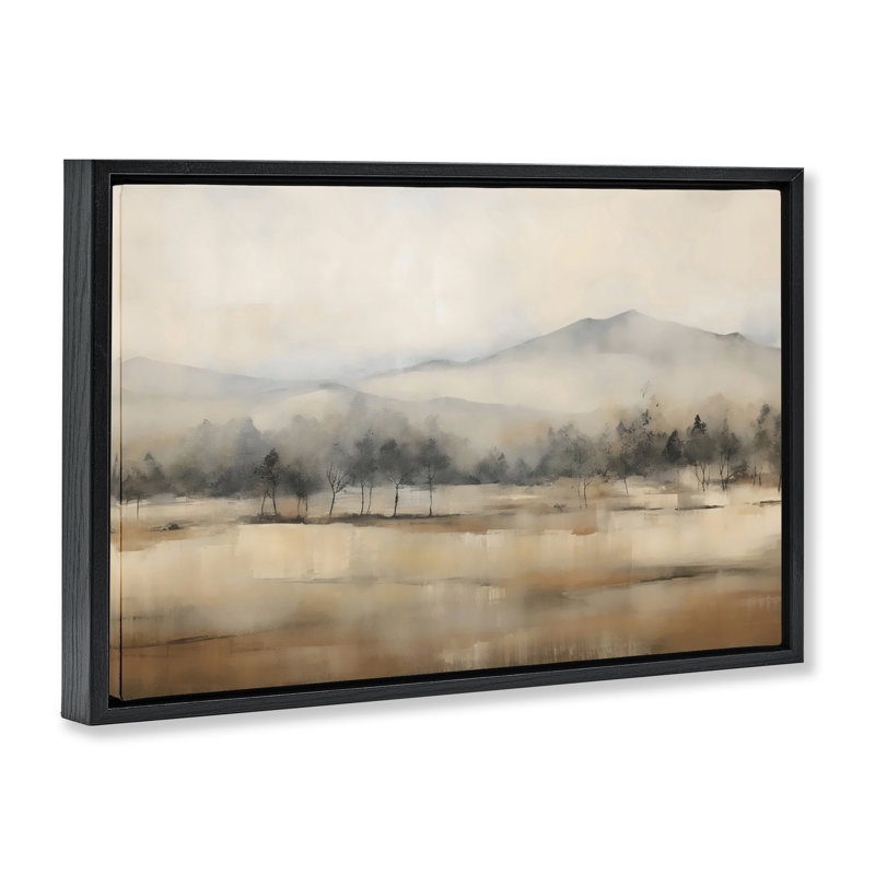 Cadre flottant de montagne recouvert d'un arbre, design Creative Studio, Cadre flottant noir de jais, H 17 po x l 25 po