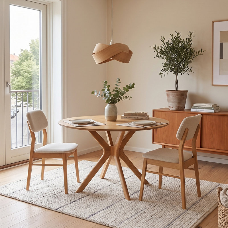 Solid Wood Dining Set, 3 Pieces: Table, 2 Chairs