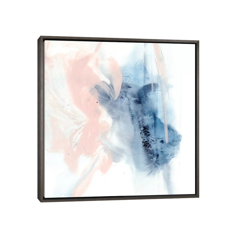 Indigo & Blush III par Ethan Harper - reproduction d'art, H 18 po x l 18 po x 1,5 po, Toile avec cadre gris foncé