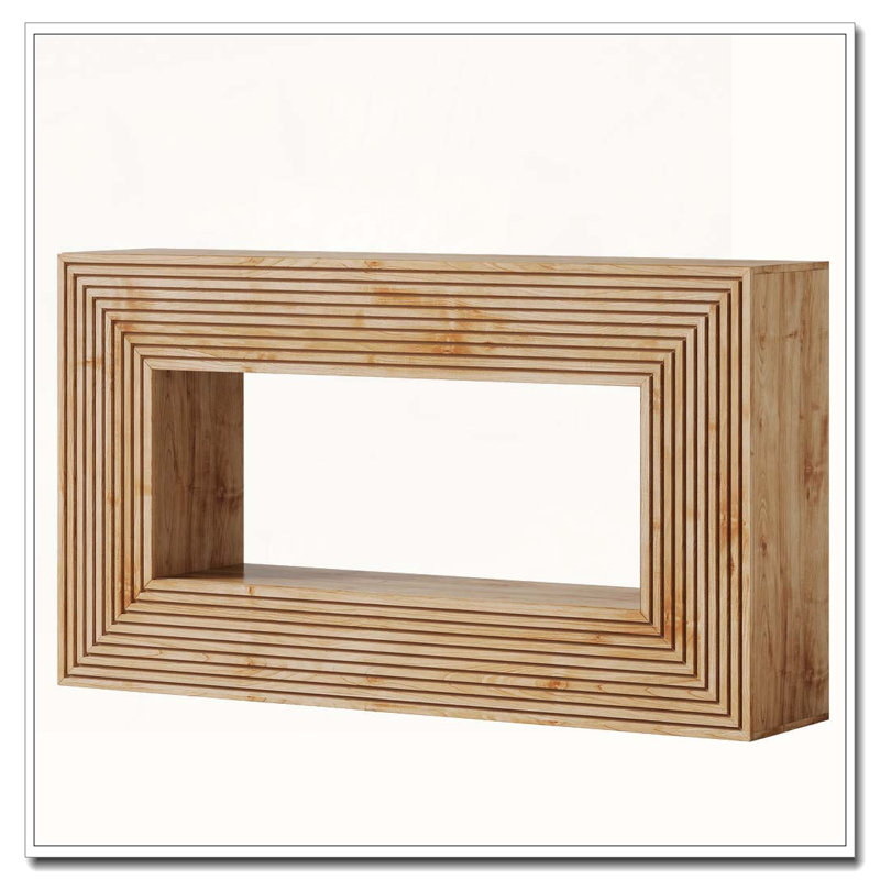 Farmhouse Fluted Console Table with Storage for Entryway