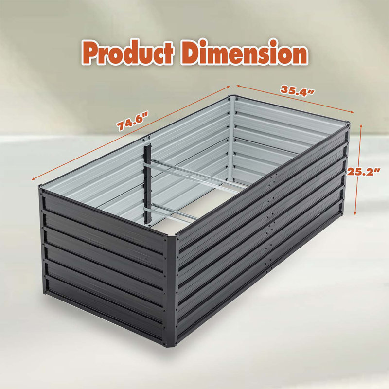 Raised Garden Bed Kit - Large Outdoor Planter Box for Veggies, Fruits, Herbs, 6x3x2FT, Black