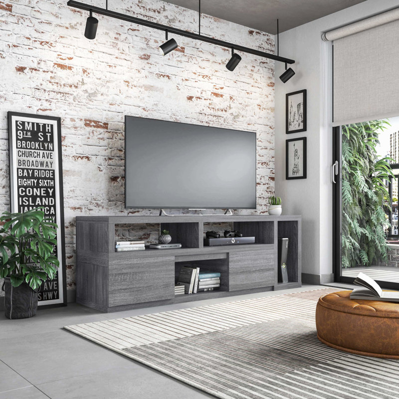 Meuble télé réglable pour téléviseur de 65 po ou moins, conception durable et peu encombrante, décor élégant pour le salon et la chambre à coucher