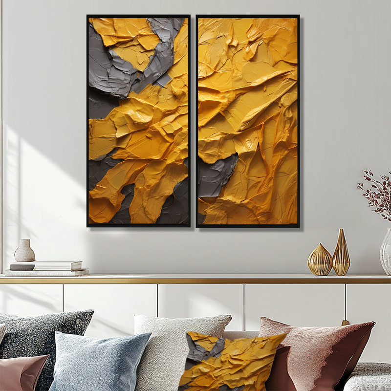 Malmberg - art mural jaune, 40" H x 40" W, Black, Framed Print without Mat