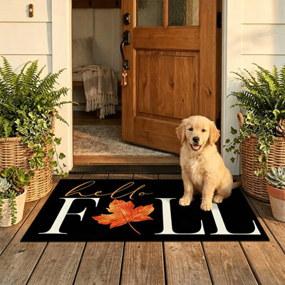 Tapis de porte antidérapant pour intérieur/extérieur, 61 x 91 cm, texte « Bonjour l'automne »