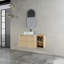 Meuble-lavabo mural 42 po avec lavabo d'art en céramique et 1 tablette de rangement, 2 portes à fermeture douce, emballage KD, contreplaqué-462831939