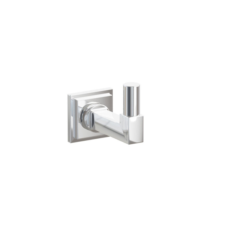 Emtek Select Single Hook w/ Step Square Rosette, Square Stem & Smooth Tip, Polished Chrome