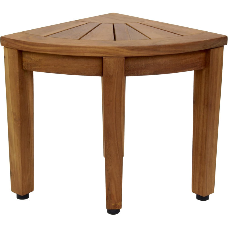 Banc de douche en coin en teck brun 13 po x 12 po