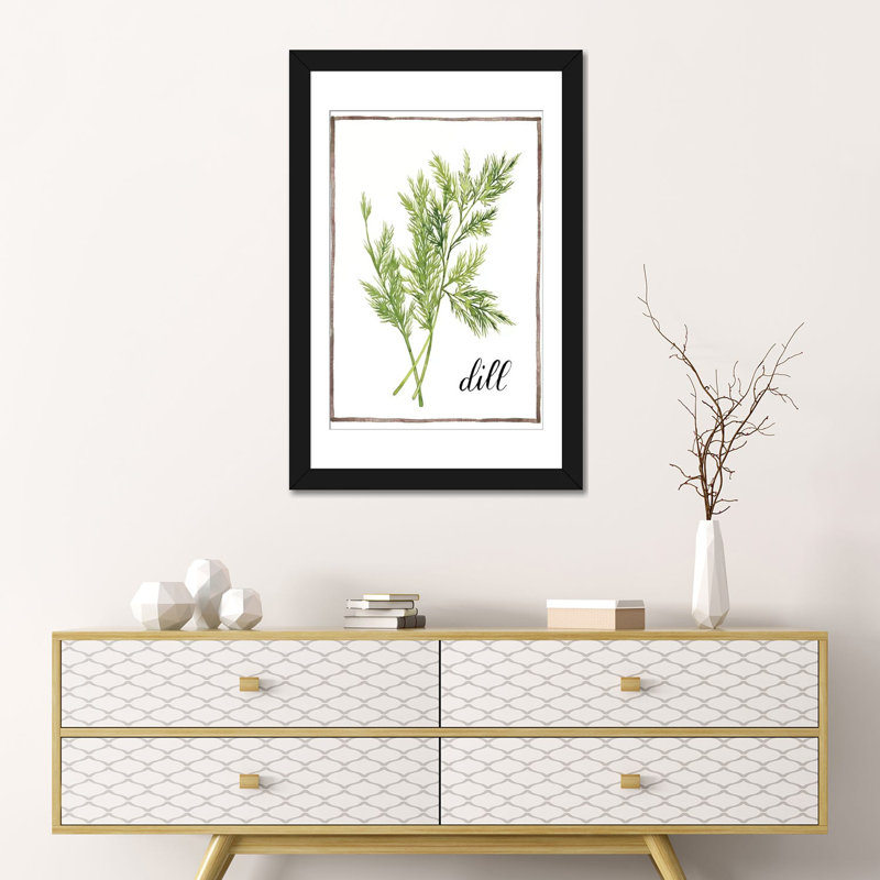 « aquarelle herbes iii », reproduction sur toile, H 24 po x l 16 po x P 1 po, Papier d'art encadré noir, Blanc