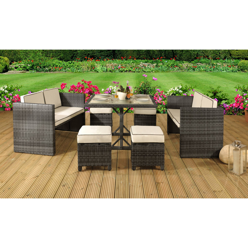 Sandnes Essence 8 Seater Dining Set with Cushions, Grey