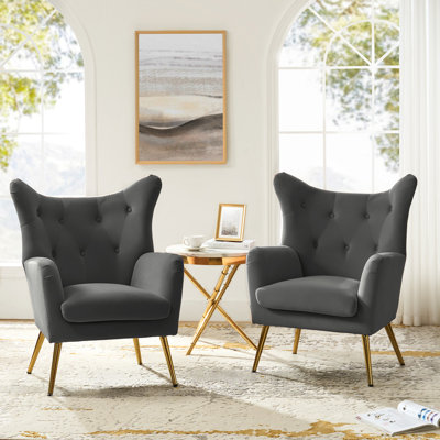 Avianna 29.25'' Wide Tufted Velvet Wingback Chair