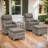 Ensemble de conversation d'extérieur 5 pièces avec chaises berçantes pivotantes en osier, repose-pieds et table d'appoint Deb-1811363668