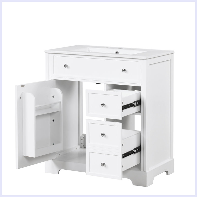 Meuble-lavabo moderne avec porte et deux tiroirs Garven