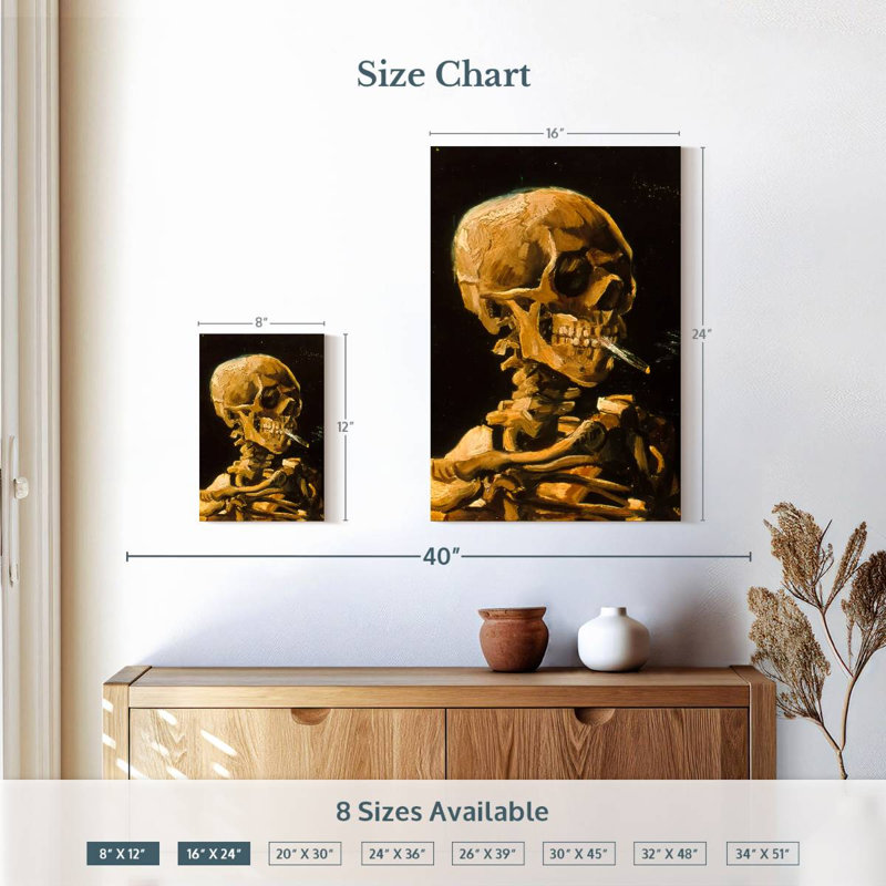 Kelan Skull With Cigarette 1885, 12" H x 8" W