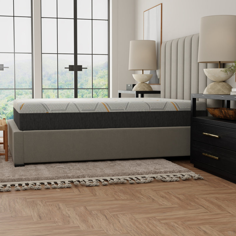 Matelas en mousse viscoélastique gélifiée 12 "avec support de bord et base à grille d'aération 12", Lit double