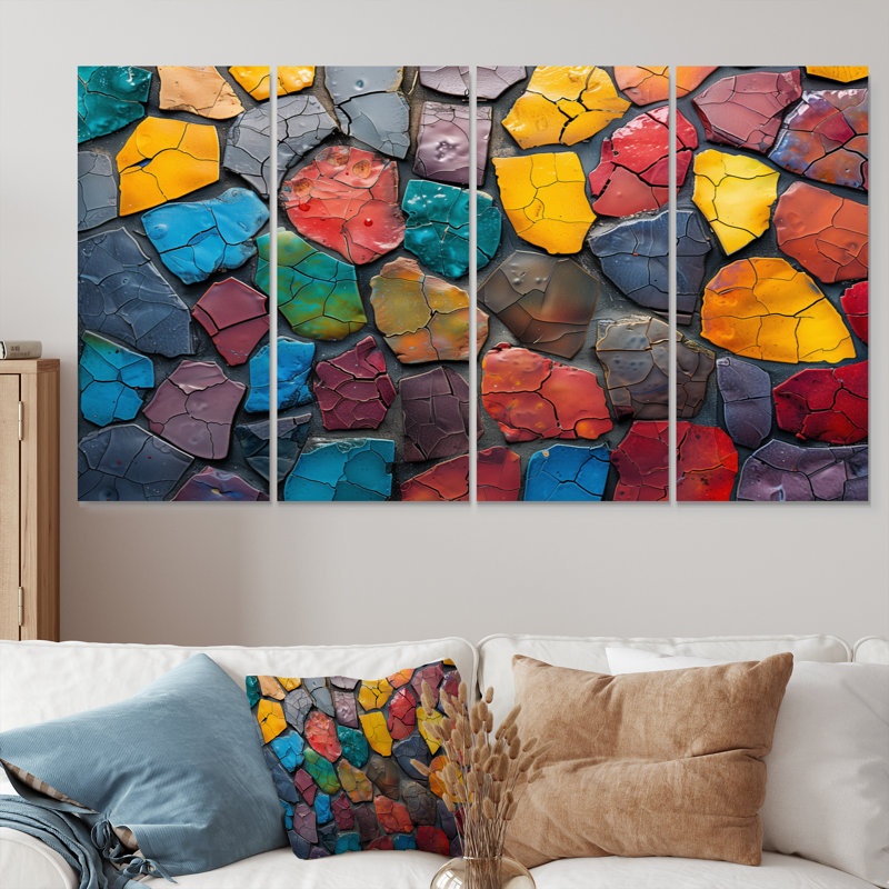 «Colorful Mosaic Tiles Beauty I - Boho Mosaic», ensemble de reproduction d'art mural, H 32 po x l 64 po