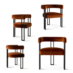 Beore Set of 4 Upholstered 18.3" Seat Height Velvet Kitchen Dining Armchair (Set of 4)