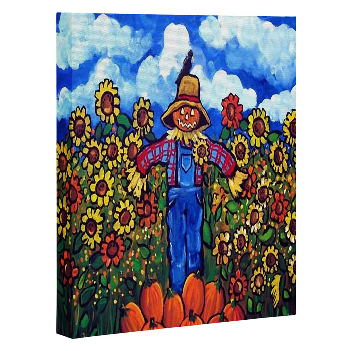 «Scarecrow and Pumpkins», impression sur toile, H 30 po x l 24 po x P 1,5 po