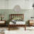 Walnut Finish Solid Wood Twin Xl Bed Frame With Wavy Headboard, No Box Spring Needed, Bamboo & Metal-864712412