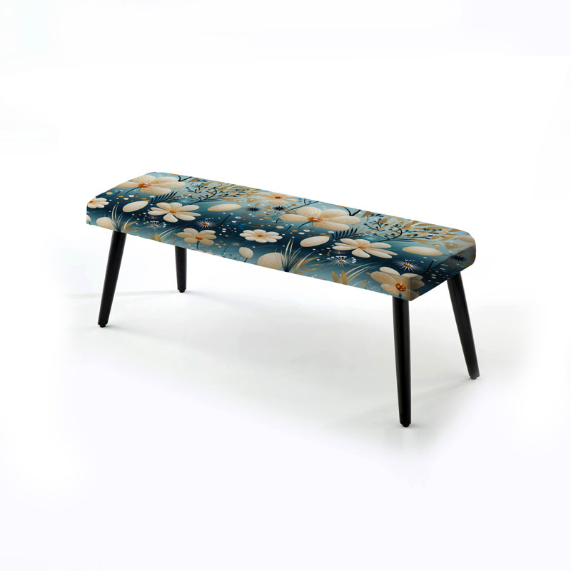 Motif bohème de fougères minimalisme - banc rembourré floral noir