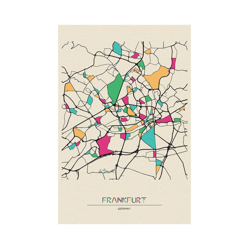 Frankfurt, Germany Map - Wrapped Canvas Print