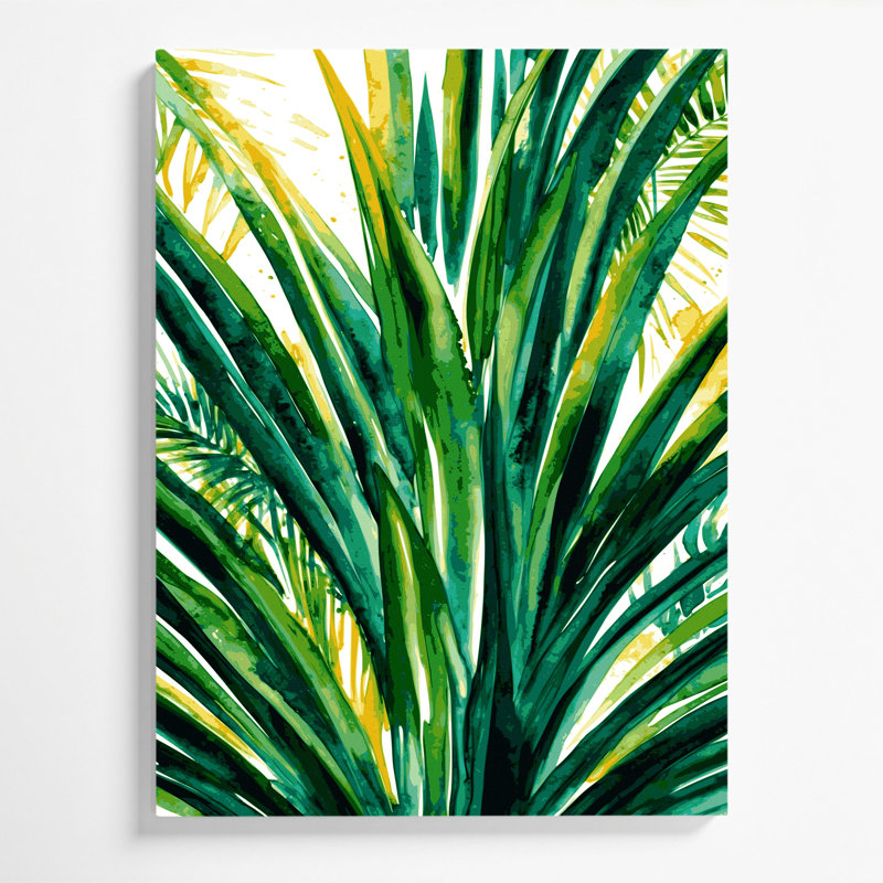 "Watercolor Botanical 54", art mural sur toile verte