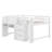 Full Size Low Loft Bed With Built-In Desk,Storage Cabinets And Open Bookcase,Whiteboard For Graffiti-1350067869