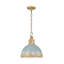 Farmhouse Rustic 1-Light Distressed Blue Dome Metal Pendant Light 
