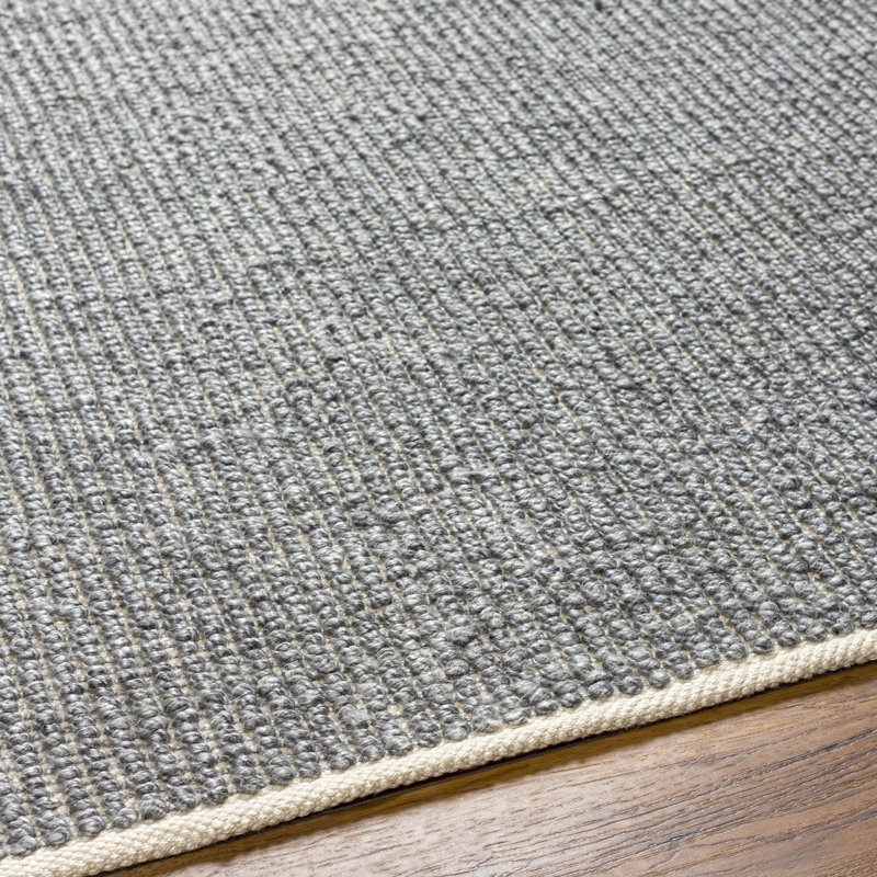 Annabel de couleur unie à tissage plat recyclé P.E.T. Tapis intérieur / extérieur gris foncé, Rectangle 2 pi x 3 pi