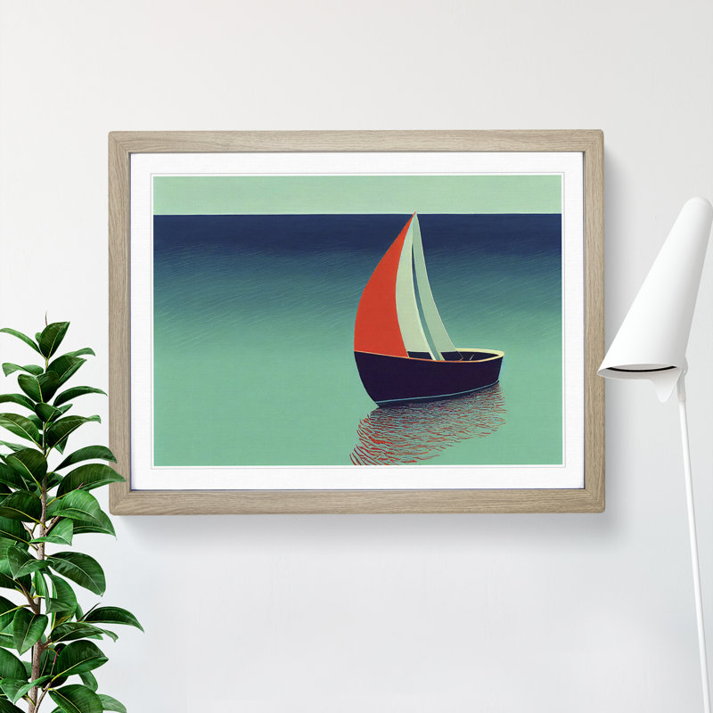 XH1022-6173X Modern Sailing Boat Vol.4 - Single Picture Frame Print, 46cm H x 64cm W x 2cm D, Oak