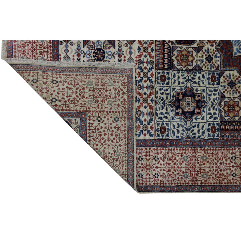 Hand Knotted Wool Area Rug in Beige