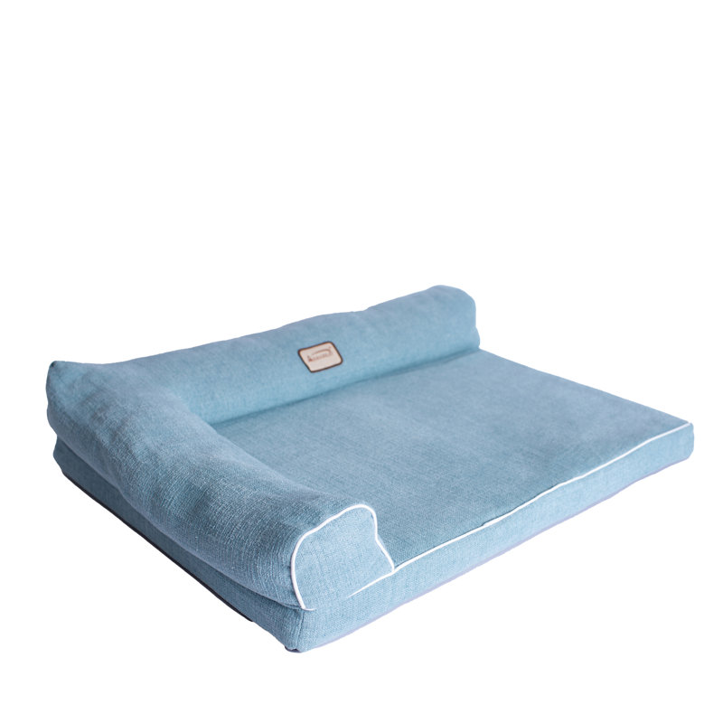 Medium Blue Orthopedic Polyester Pet Bed with Bolster