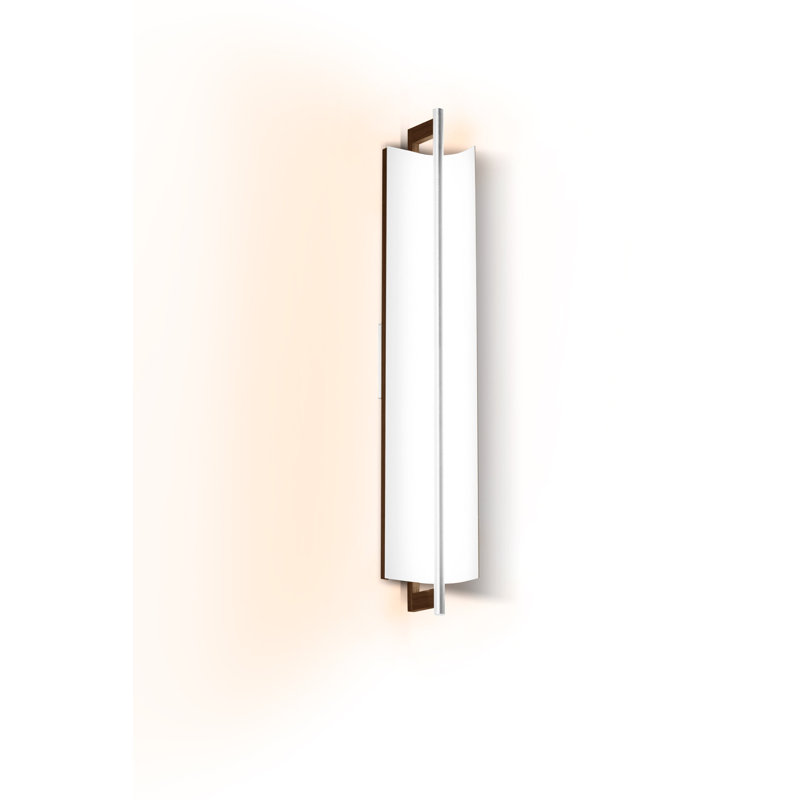 Allavo 31" Dimmable LED Bath Sconce, Brushed Aluminum/Walnut, Textured White, 3500K - 277V AC