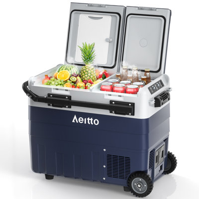 Electric Cooler, Aeitto 52QT Portable Car Refrigerator Frezzer with Dual Zone&Independent Temperature Control, Electric Compressor Cooler for Car, Outdoor