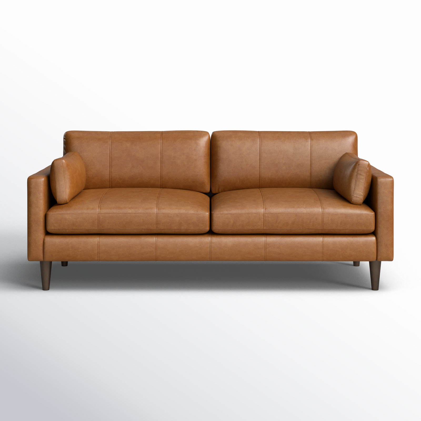 Viveros 81" Leather Sofa, Brown Genuine Leather, Dark Walnut