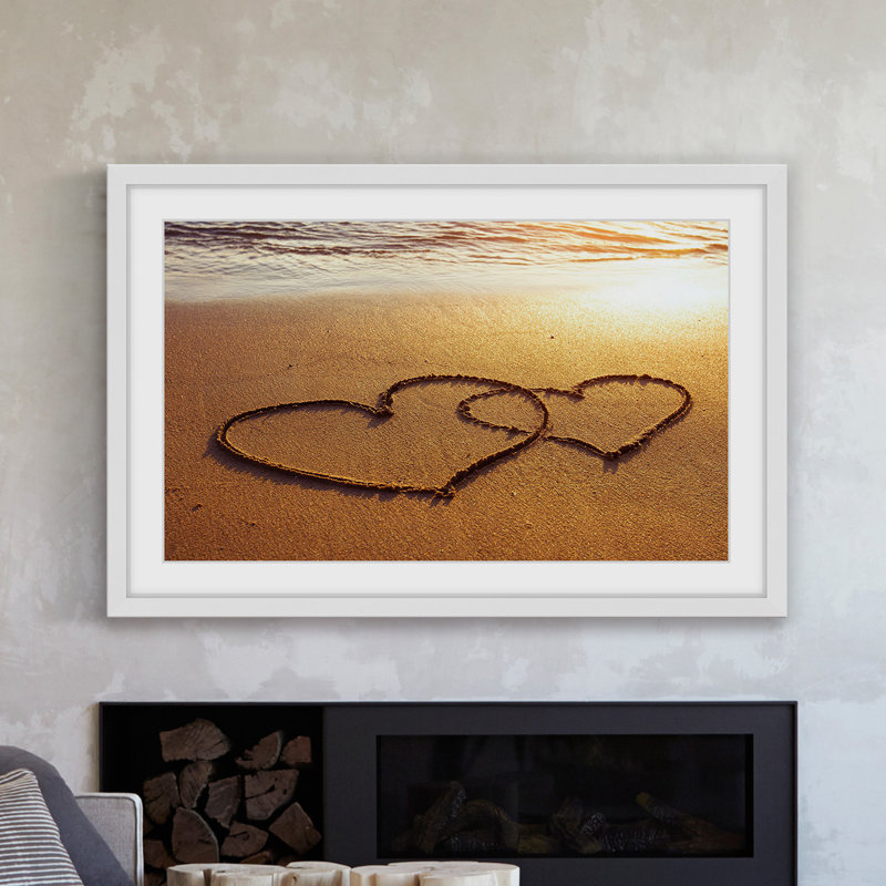 « double hearts », reproduction d’art encadrée, H 20 po x l 30 po x P 1,5 po