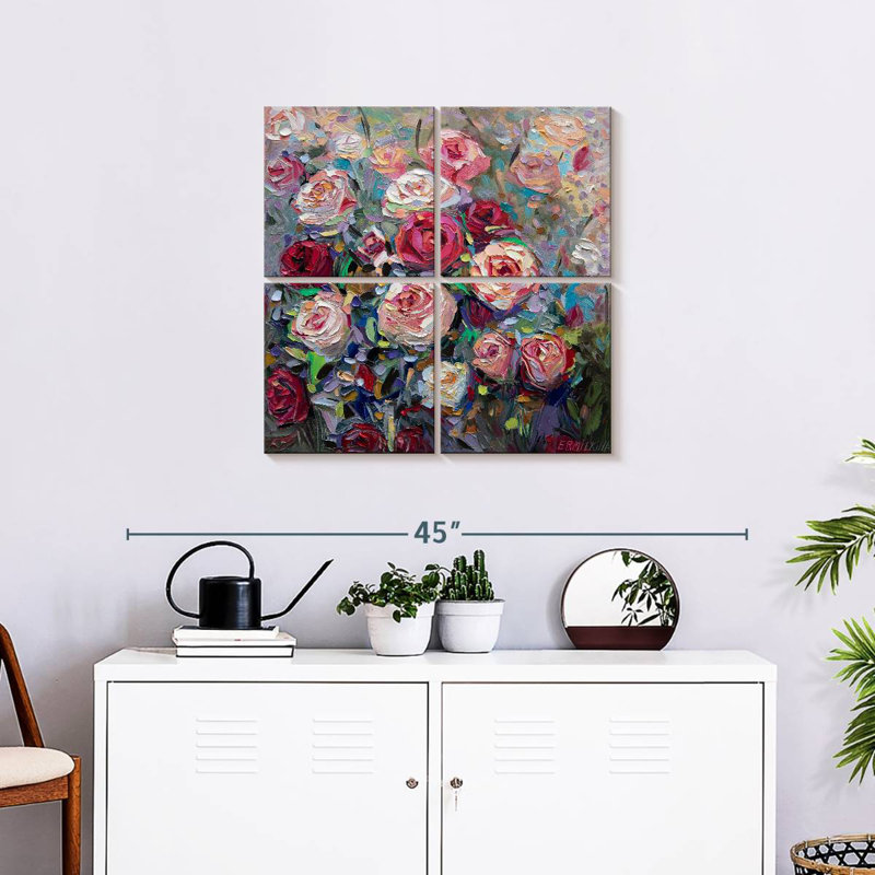 Harnek roses en fleurs, H 26 po x l 26 po