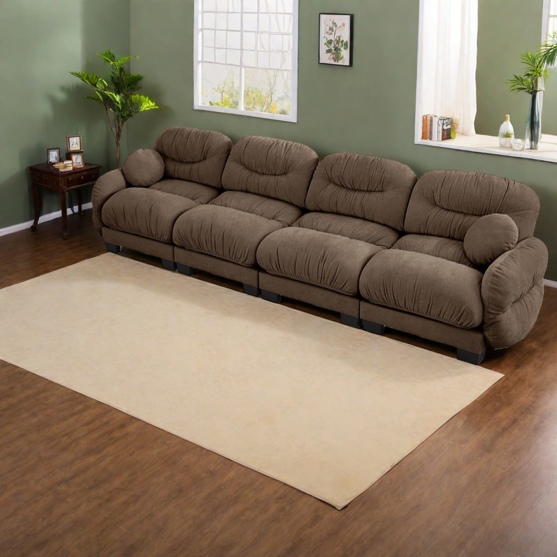 Compression Modular Sofas Chenille 4 Seater Modern Home Living Room