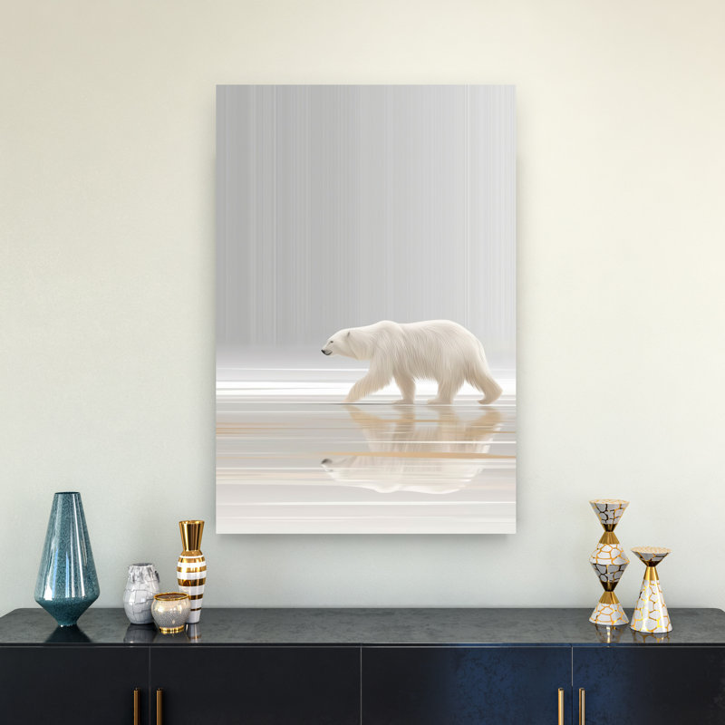 Ours polaire arctique, réflexion, minimaliste, pacifique, ours, paysage, nature, art mural, H 36 po x l 24 po