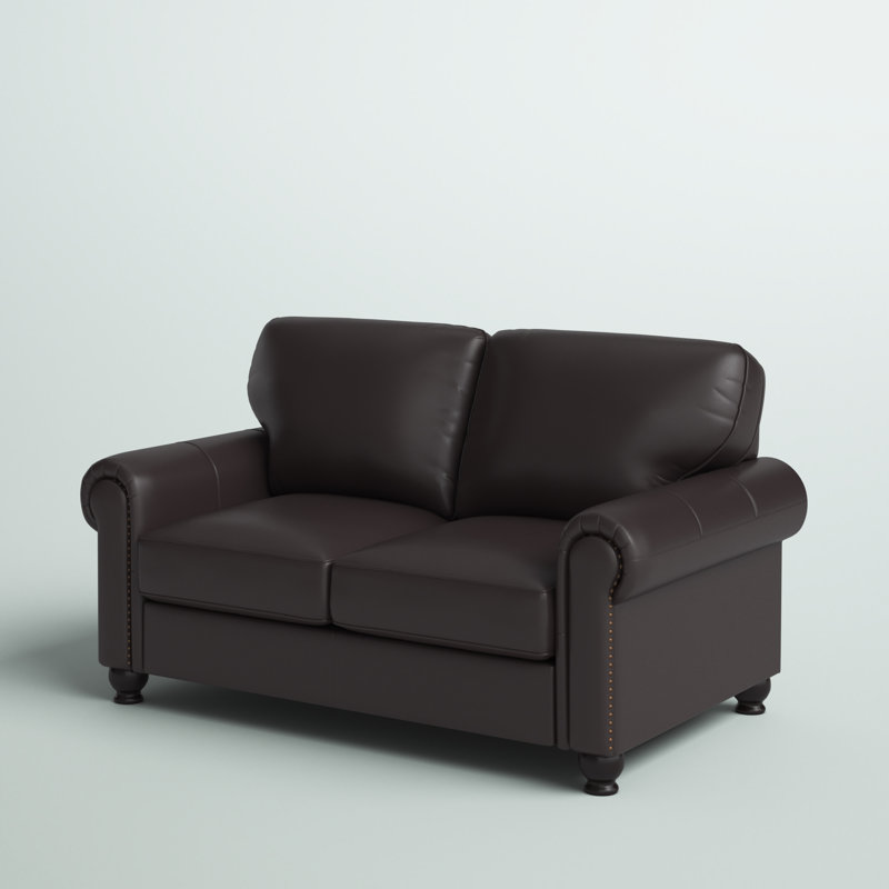 Causeuse en cuir combiné à accoudoirs arrondie de 67 po Jomel