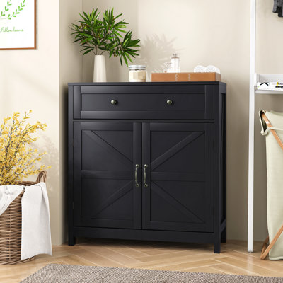 Armoire d'appoint avec tiroir et tablette réglable Black Farmhouse