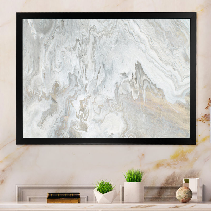 «Wave Art» dans les tons de gris IV - impression sur toile, Cadre noir, H 8 po x l 12 po x P 1 po